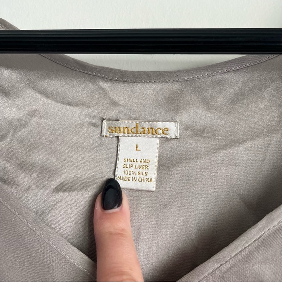 Sundance Silk Gray Midi Drop Waist Dress Large - Picture 2 of 3